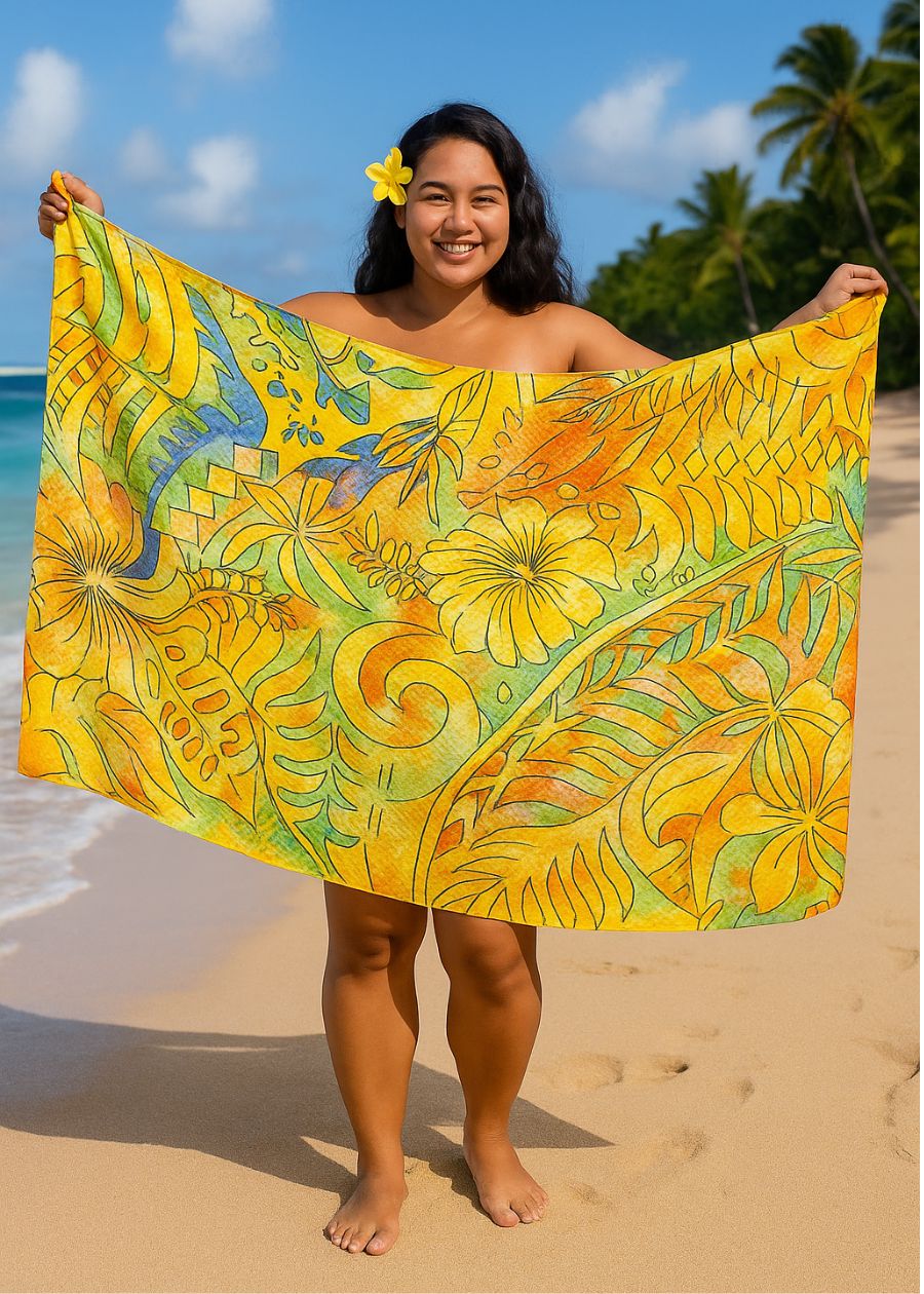 Heavy Rayon Digital Print Sarong - Yellow