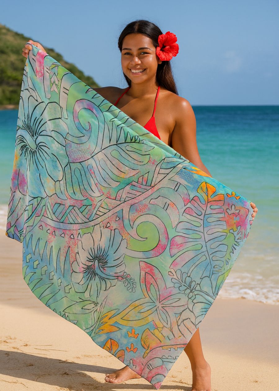 Heavy Rayon Digital Print Sarong - Blue