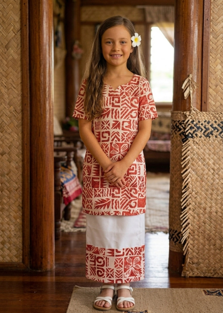 Girl's Puletasi - Orange