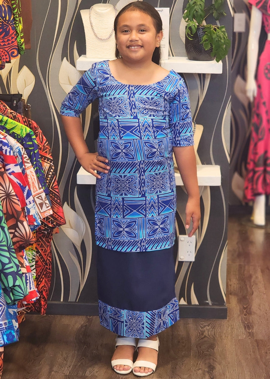 Girl's Blue Puletasi - Blue