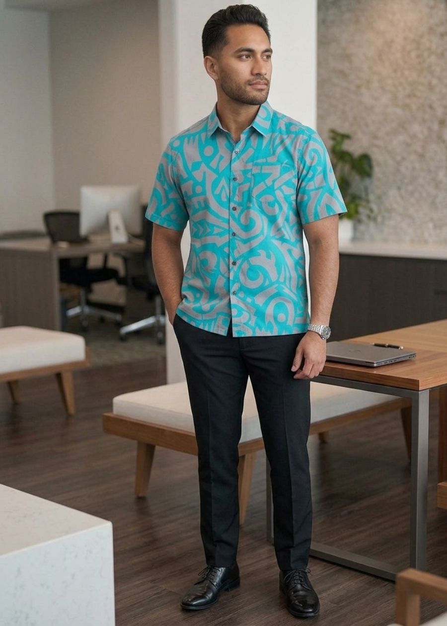 Handprinted Cotton Aloa - Teal