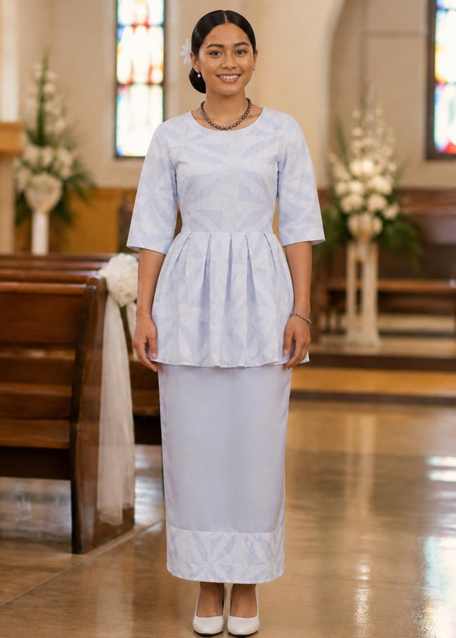 Penina Handprinted Puletasi/Top & Skirt Pair