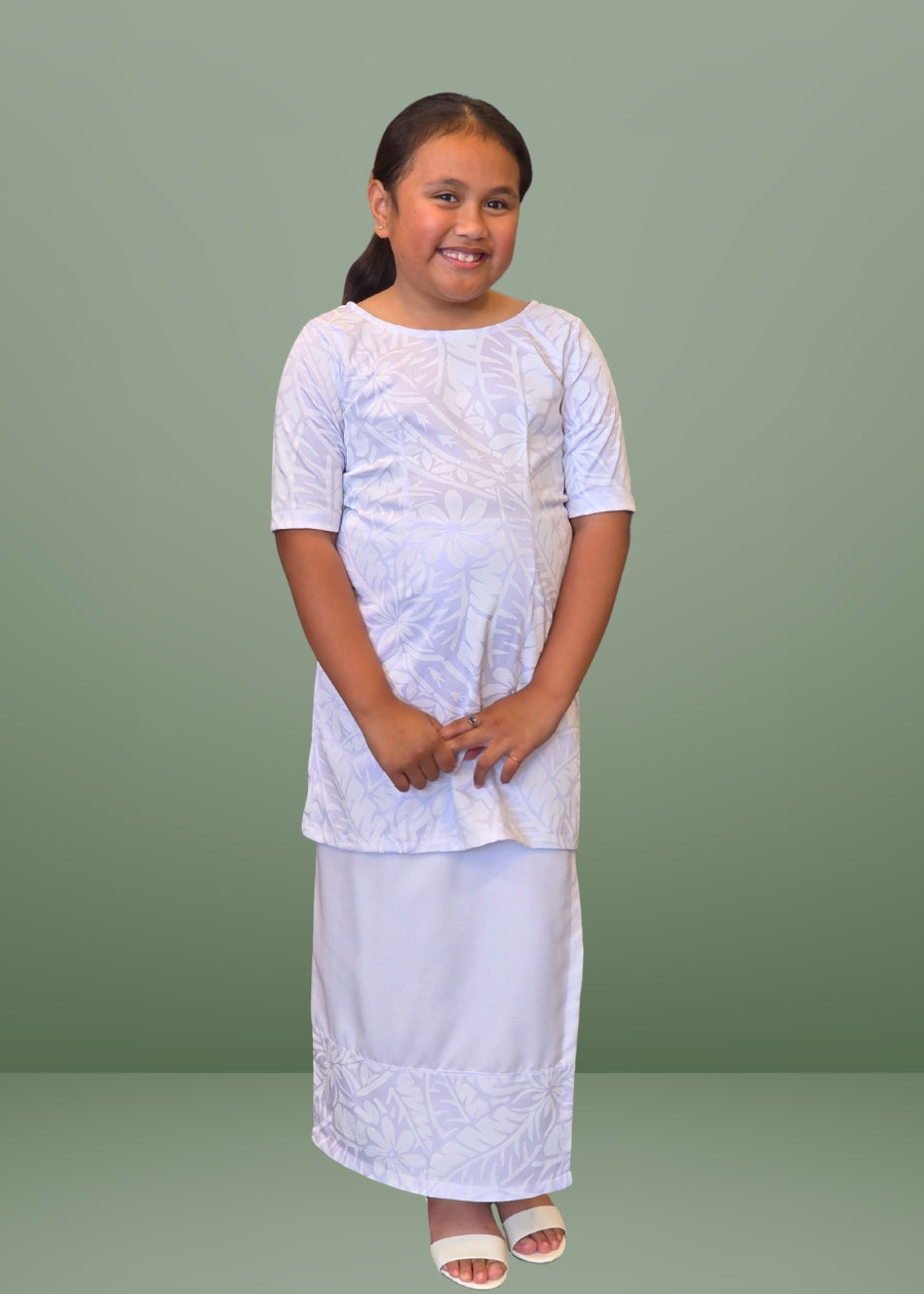 Girl's White Puletasi