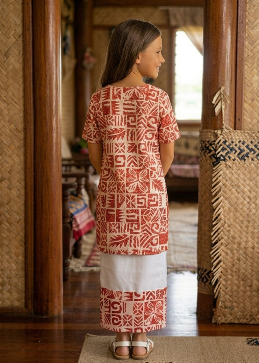 Girl's Puletasi - Orange