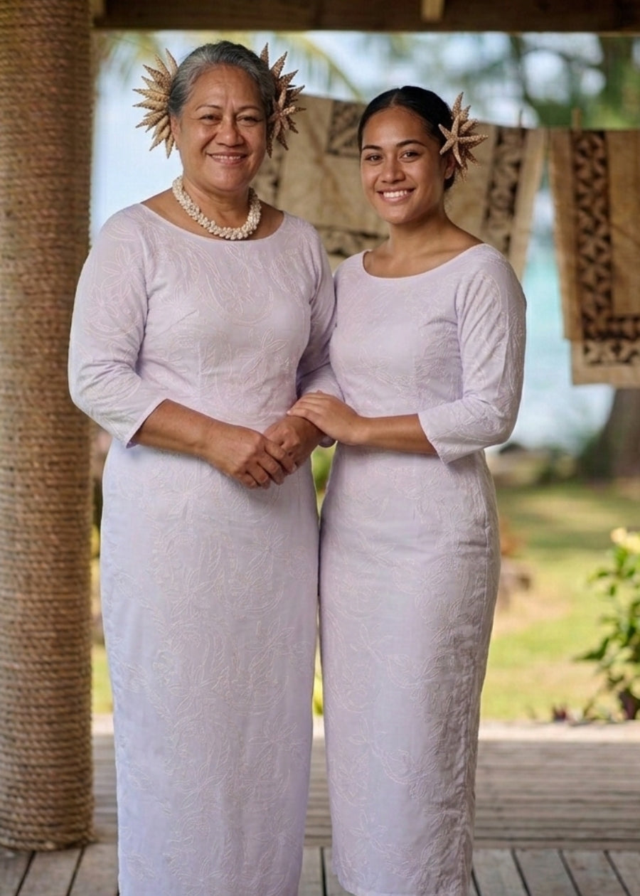 Losana Handprinted White Stretch Dress