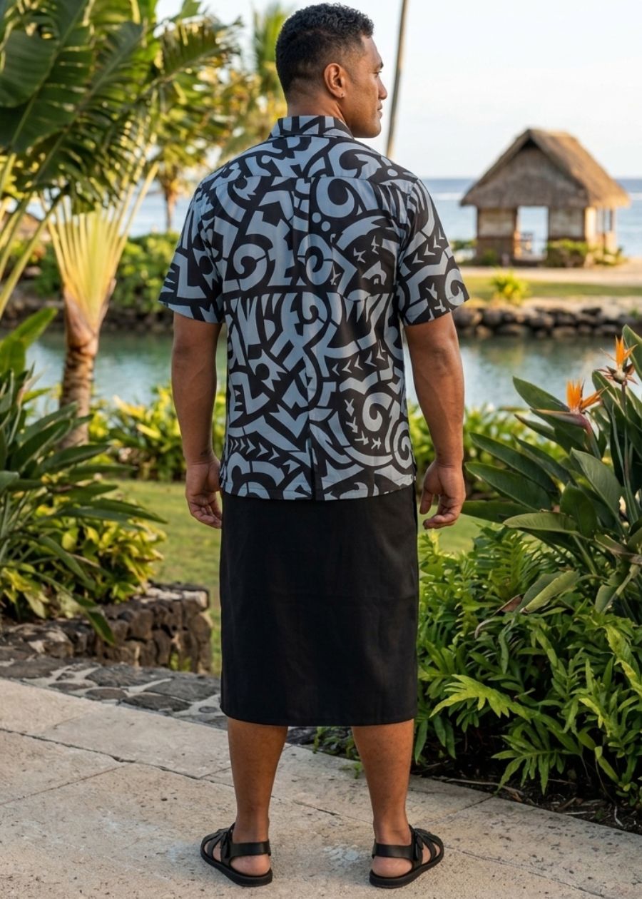 Handprinted Cotton Aloa - Charcoal