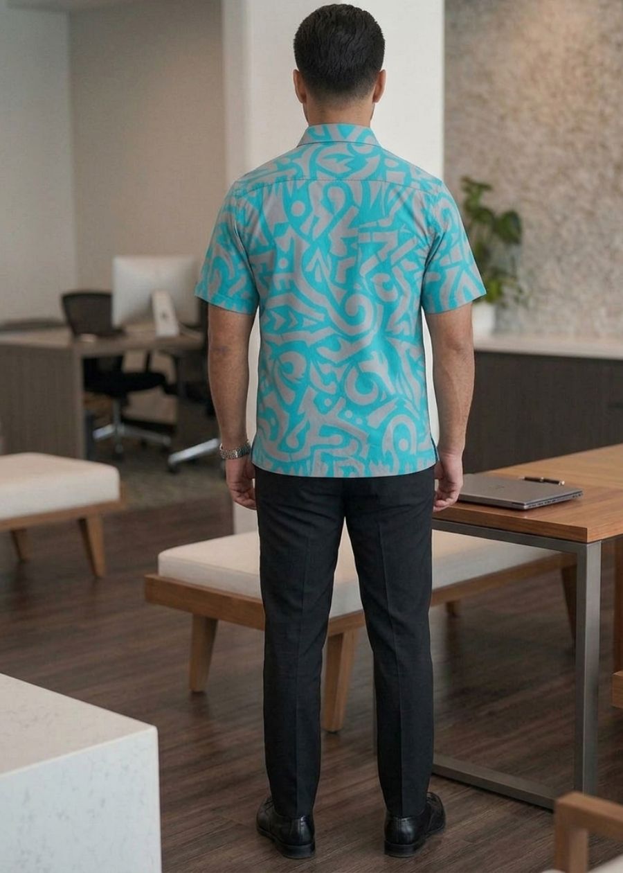 Handprinted Cotton Aloa - Teal