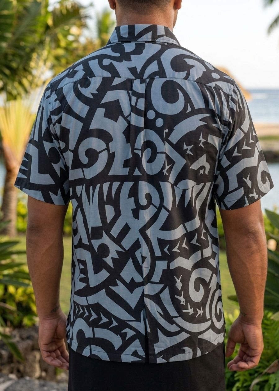 Handprinted Cotton Aloa - Charcoal