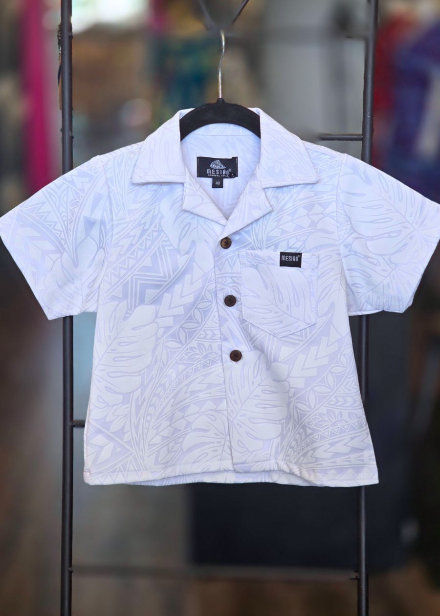 Boy's Mesian White Short Sleeve Shirt