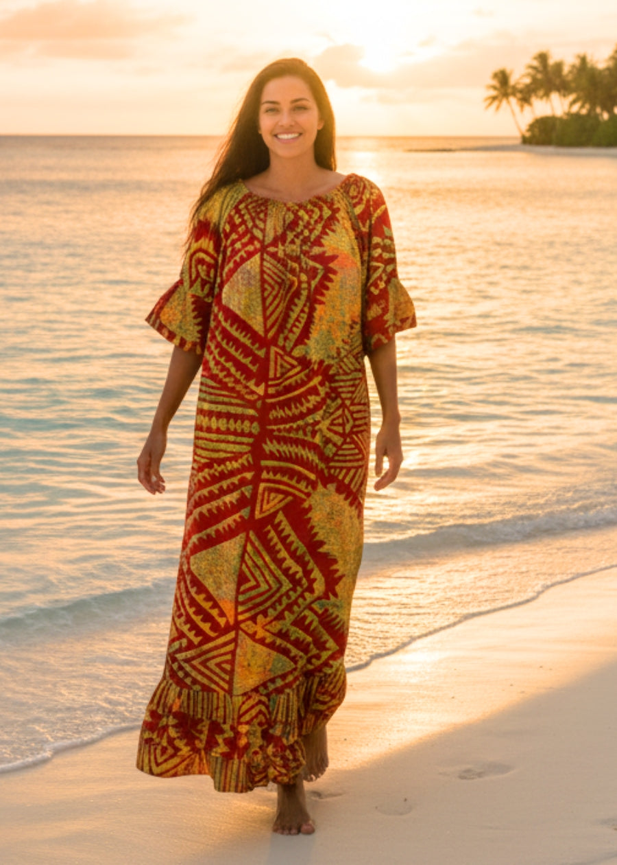 PIA Rayon Dress - Maroon