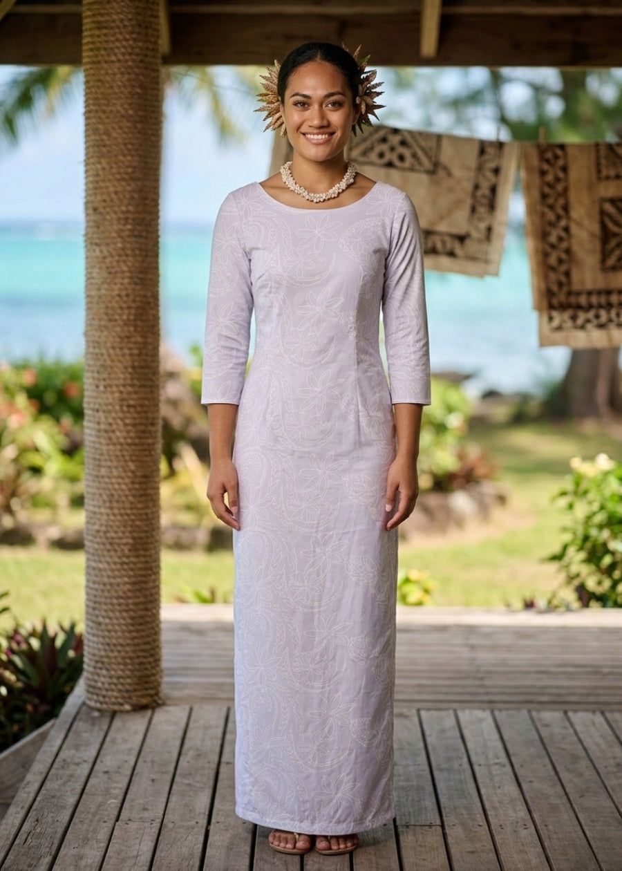 Losana Handprinted White Stretch Dress