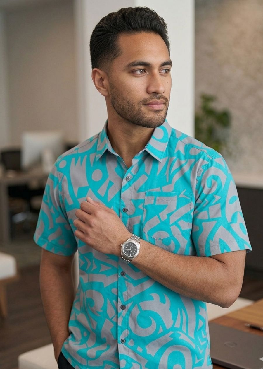Handprinted Cotton Aloa - Teal
