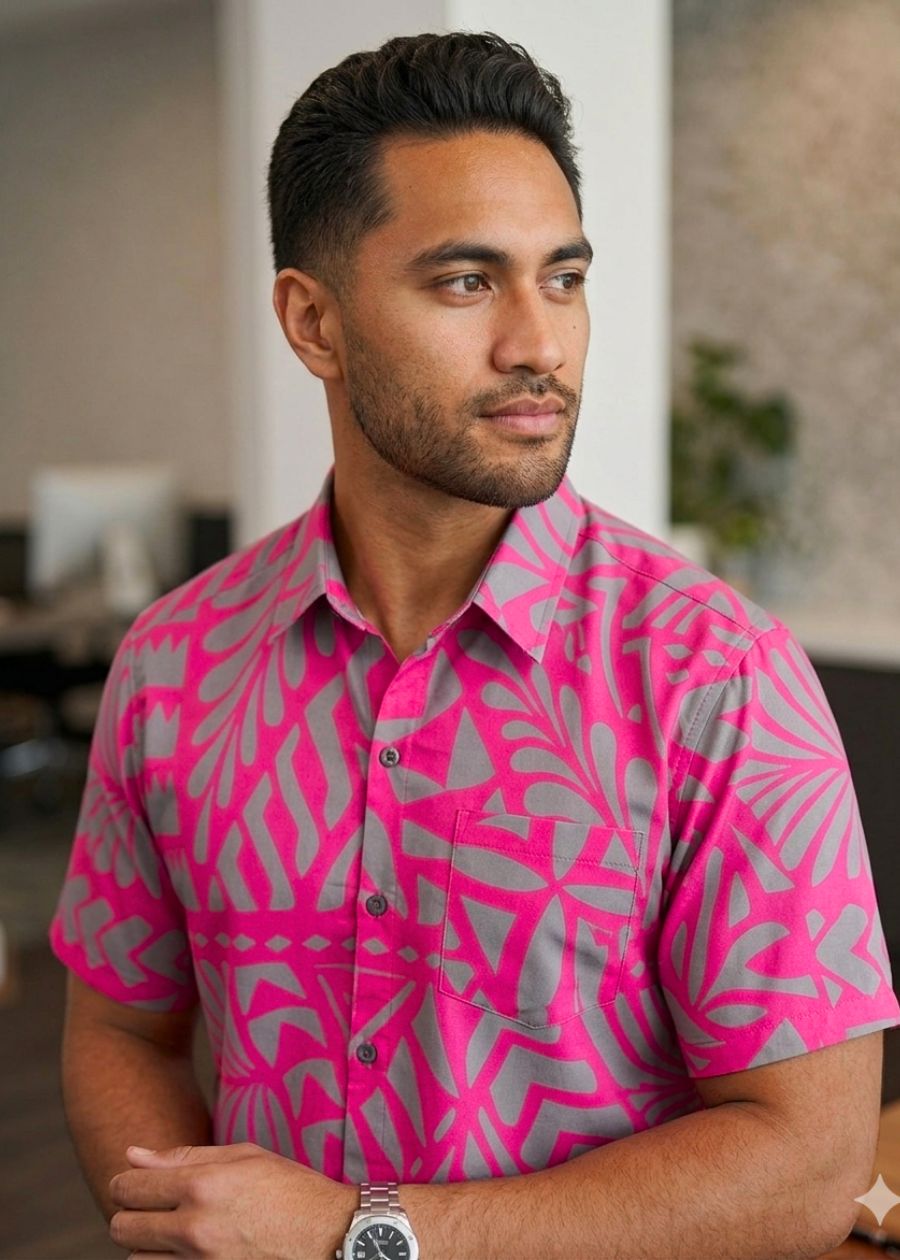 Handprinted Cotton Aloa - Pink