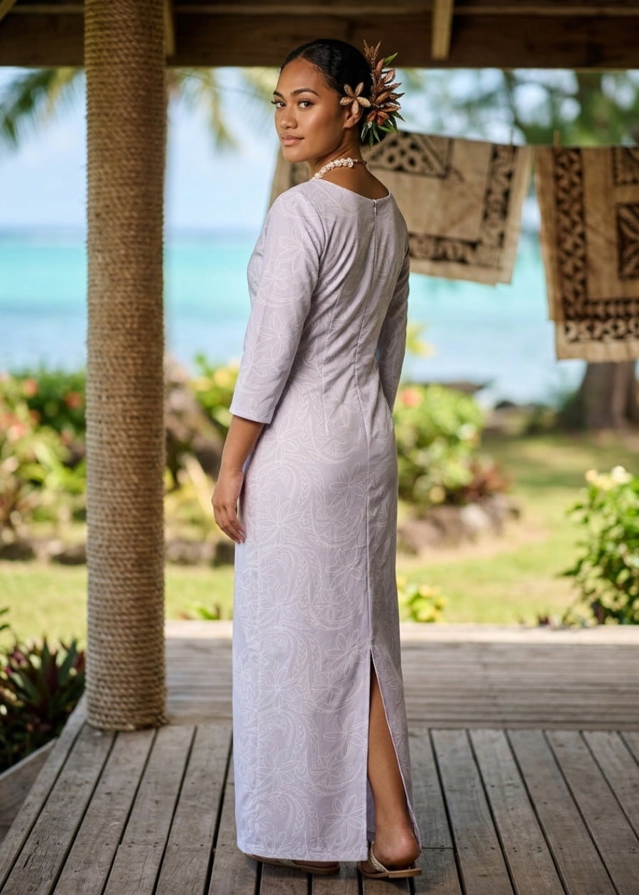 Losana Handprinted White Stretch Dress