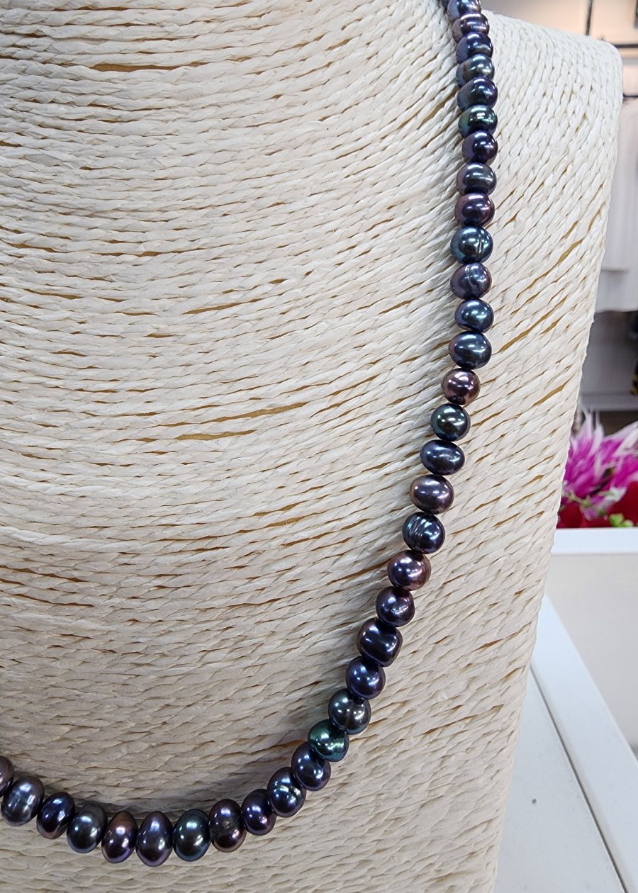Single Strand 5mm Black Freshwater Pearls