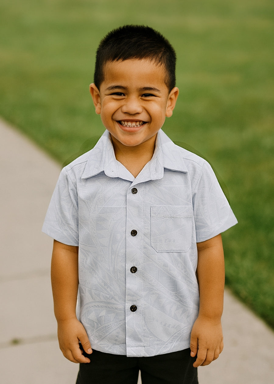 Boy's Tribal White Short Sleeve Shirt