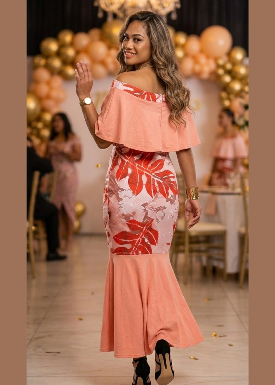 Penina Fishtail Off Shoulder Dress