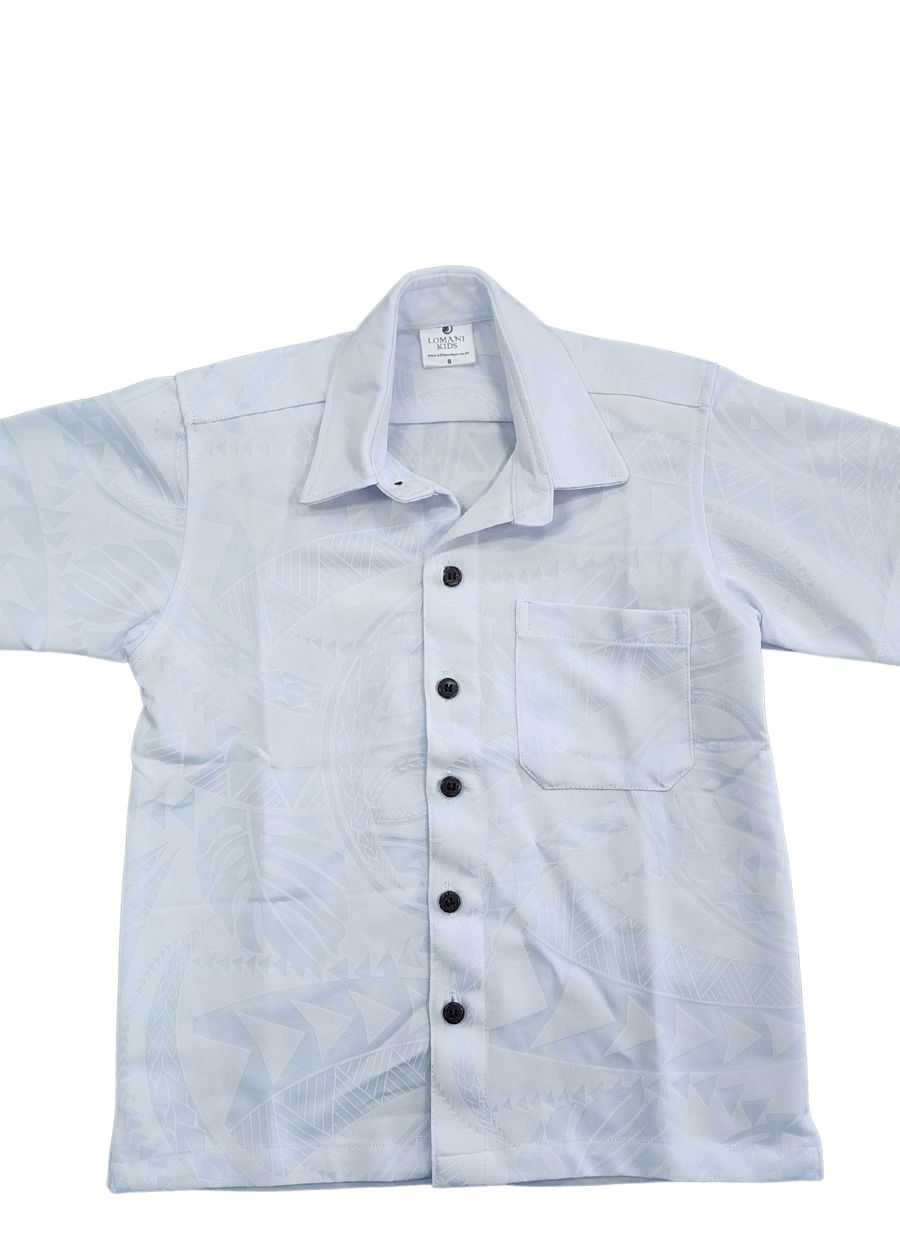 Boy's Tribal White Short Sleeve Shirt
