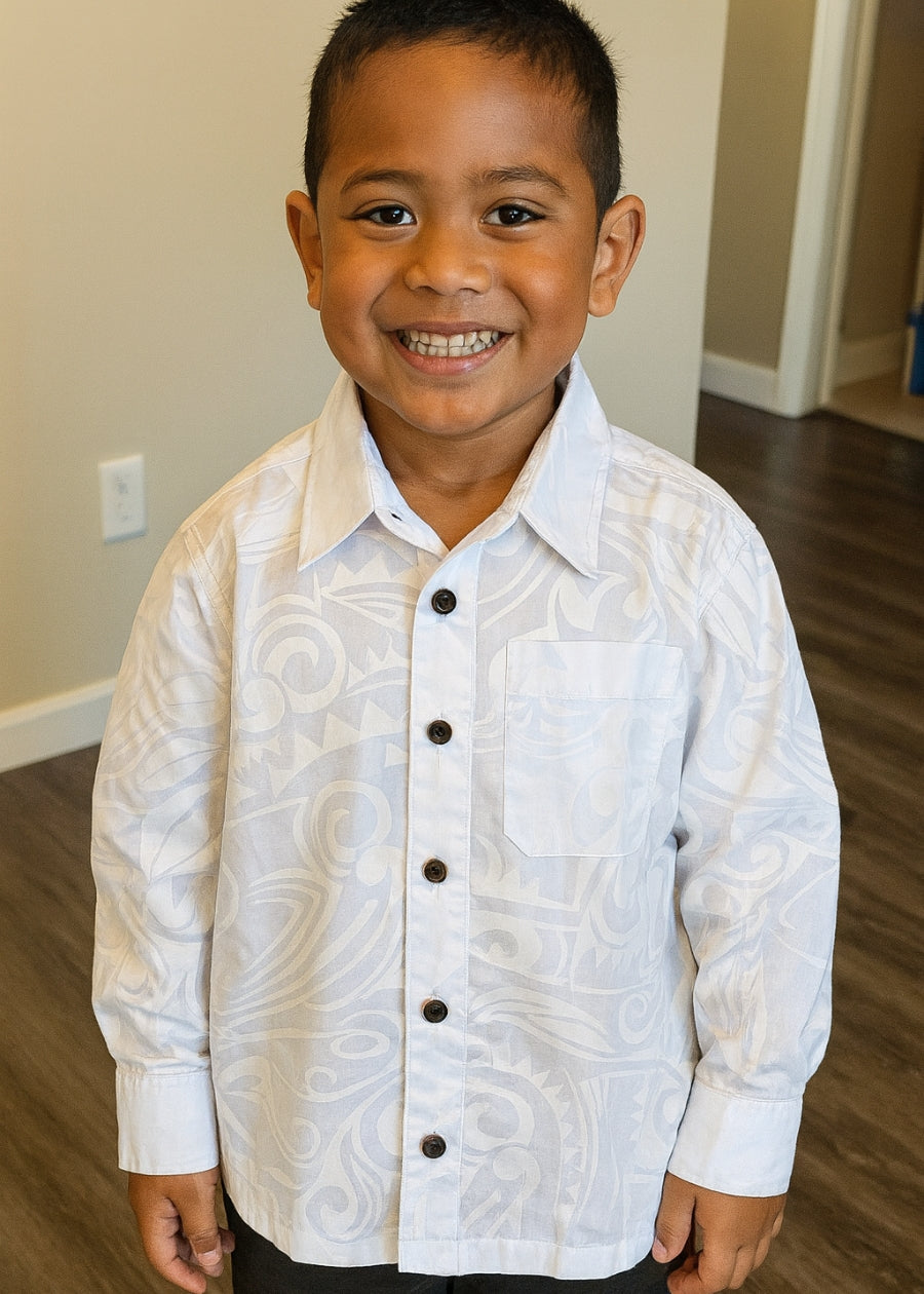 Boy's White Long Sleeve Shirt