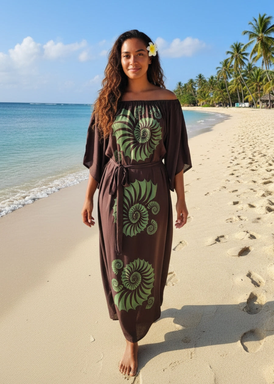 Kiwiana Handprinted Kaftan Dress